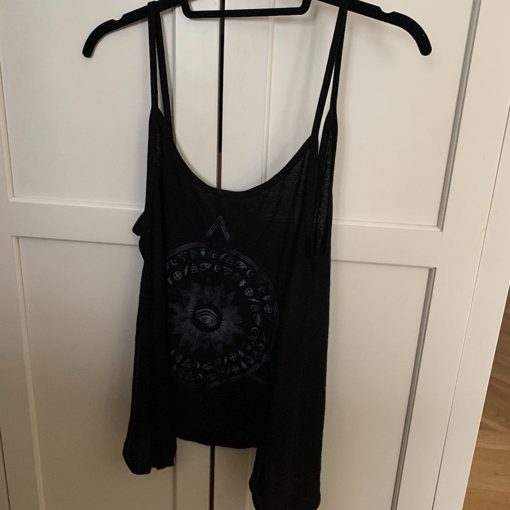 Loose Black Boho Tank